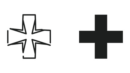 Fototapeta premium Simple black cross symbols on white background