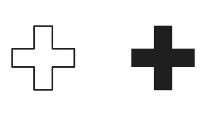 Fototapeta premium Simple black plus sign icons on white background