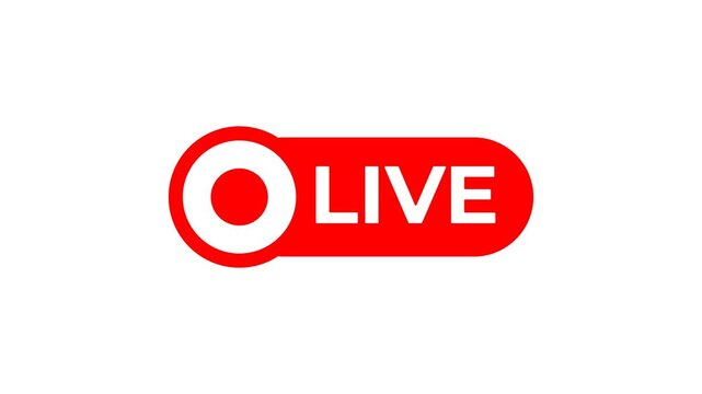 Red live button graphic suitable for live streaming websites, online events, and video platforms. Perfect for websites needing a calltoaction.