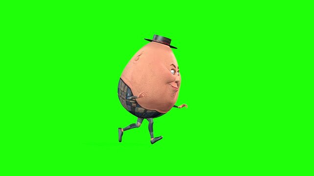 Cartoon egg or funny toy with cap green screen or chroma key video clip motion background motion