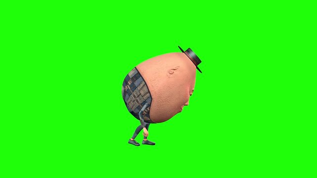 Cartoon egg or funny toy with cap green screen or chroma key video clip motion background motion