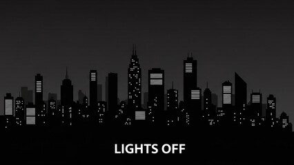 Naklejka premium City Skyline Silhouette with Lights Off at Night