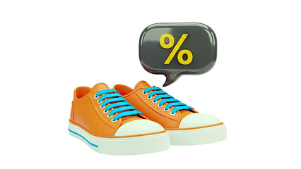 Orange Sneakers with Discount Symbol Speech Bubble