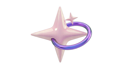 Pink Star Emblem with Iridescent Ring