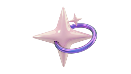 Pink Star Emblem with Iridescent Ring