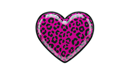 Pink Leopard Print Heart with Black Outline