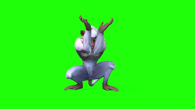 Idle motion of monkey animal or dancing animal with green screen or chroma key video clip