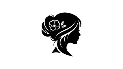 Obraz premium Elegant Silhouette of a Woman with Flower in Hair.