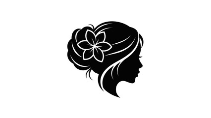 Elegant Woman Silhouette with Floral Hair Accessory.