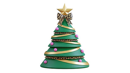 3D Christmas Tree with Leopard Print Accents