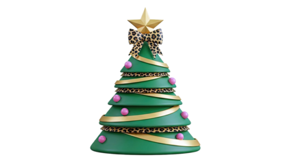 3D Christmas Tree with Leopard Print Accents
