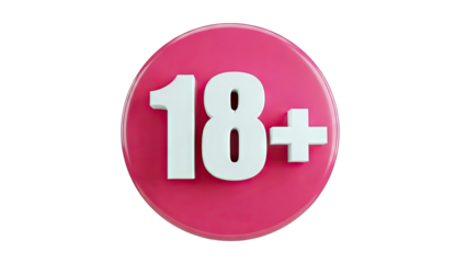 18+ Symbol on Pink Circle