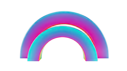 Abstract Iridescent Rainbow Arches on White Background