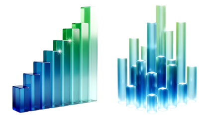 3d bar graphs illustration isolated on transparent background