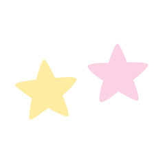 Obraz premium Pair of pastel yellow and pink star stickers for reward systems, kids’ apps, or celebratory designs with gentle sparkle.