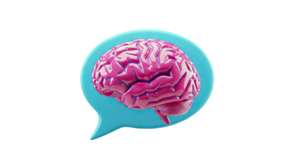 Pink Brain in Speech Bubble Icon