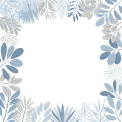 Fototapeta premium Elegant Winter Botanical Frame with Baby Blue and Soft Gray Leaves