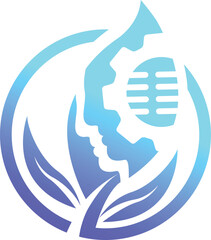 Human-Tech Nature Logo with Gear and Leaves