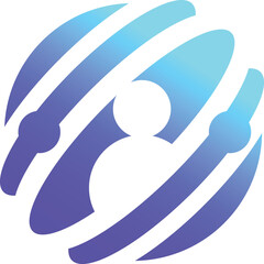 Connected Human Logo with Orbital Nodes