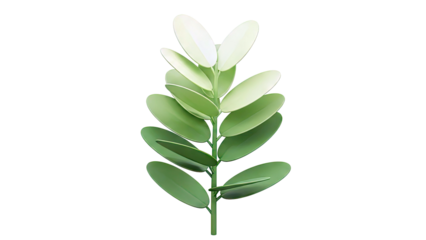 Stylized Green Leafy Plant Stem