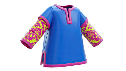 3D Render of a Blue Tunic with Pixelated Sleeves