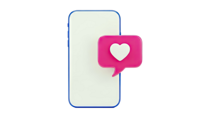 Smartphone with a pink heart notification bubble