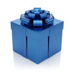 Fototapeta premium Elegant blue gift box with bow on top
