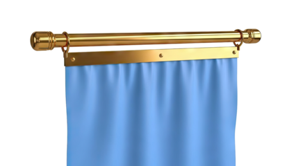Light Blue Banner Hanging from a Gold Rod