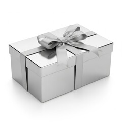 Elegant silver gift box with bow