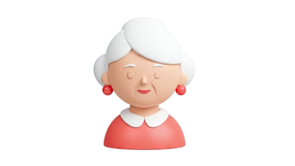 3D Cartoon of a Smiling Grandmother