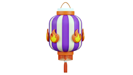 3D Cartoon Lantern with Fire Embellishments