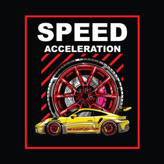 Naklejka premium Stock illustration of a sports car vector with acceleration