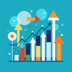 Obraz premium Business Growth Concept with Upward Arrows and Charts
