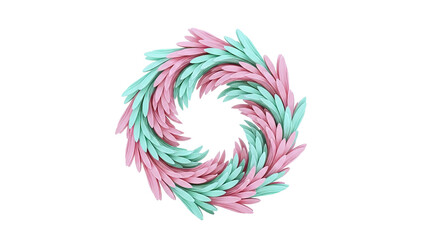 Obraz premium Circular arrangement of pastel pink and green petal-like shapes