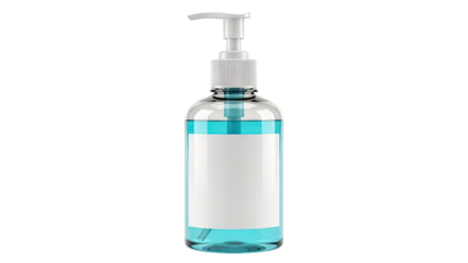 Clear hand sanitizer bottle with pump dispenser