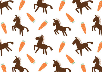 馬とにんじんの模様（not seamless）