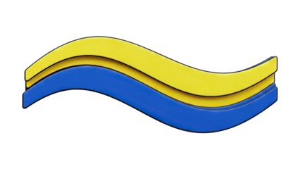Intertwined Blue and Yellow Wavy Ribbons