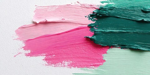 Abstract Pink Teal Texture Strokes On Silver Surface With Sparkles