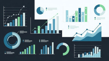 Data visualization collection charts graphs and diagrams for business analytics