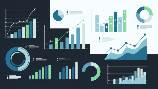 Data visualization collection charts graphs and diagrams for business analytics - Powered by Adobe