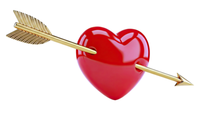 Red Heart Pierced by Golden Arrow