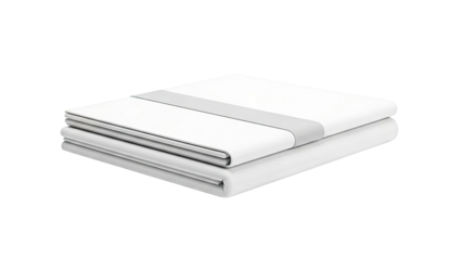 Stack of folded white sheets with a gray stripe