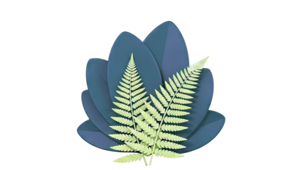 Green Fern Fronds Over Dark Green Leaves