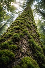 Fototapeta premium Moss Covered Tree Trunk in Tropical Rainforest