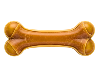 Shiny brown dog bone toy isolated on transparent background