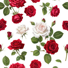 Fototapeta premium Rose seamless element isolated on white background