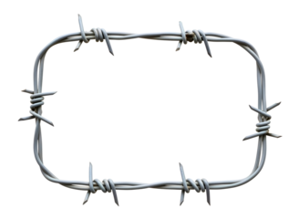 Barbed wire frame border isolated on transparent background