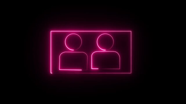 Neon Pink User Icons in Rectangular Frame on Black Background