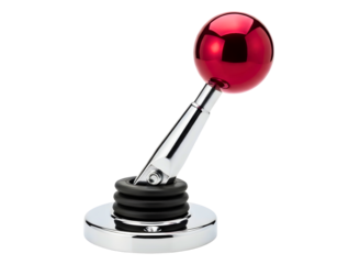 Red ball top joystick lever isolated on transparent background