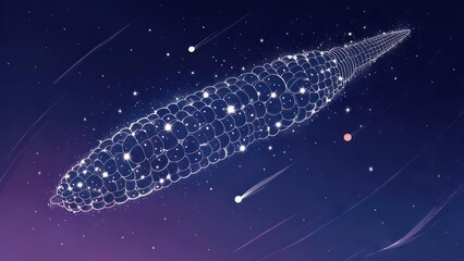Cosmic corn cob floats in starry space.  Abstract, geometric design